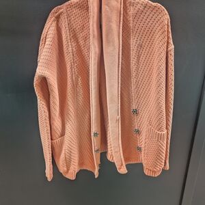 Cozy Open-Knit Cardigan Sweater in Dusty Rose